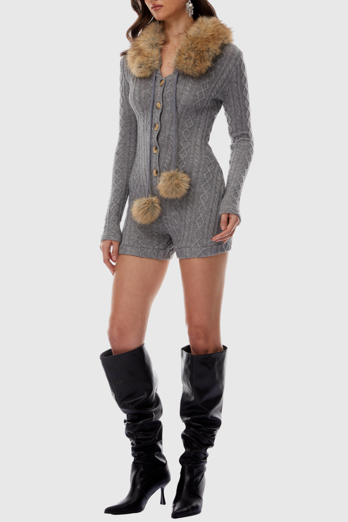 Julita Faux Fur Knit Playsuit