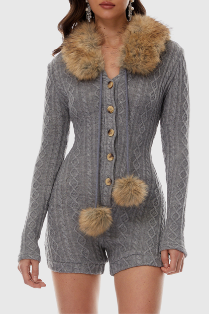Julita Faux Fur Knit Playsuit