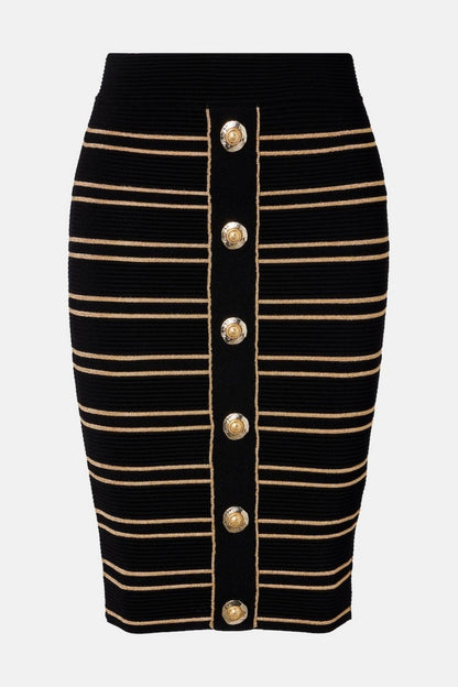 Julius One Shoulder Striped Knit Top & Midi Skirt Set
