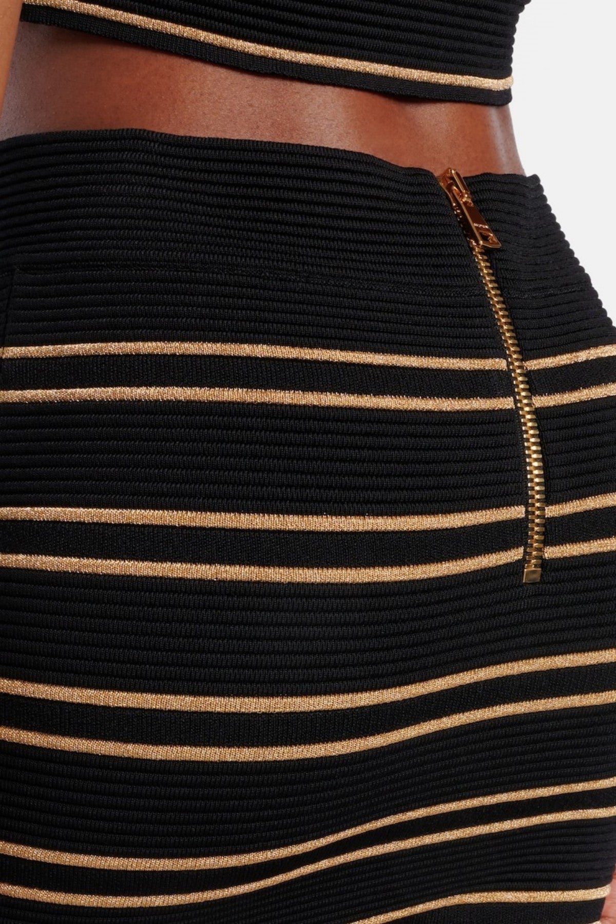 Julius One Shoulder Striped Knit Top & Midi Skirt Set