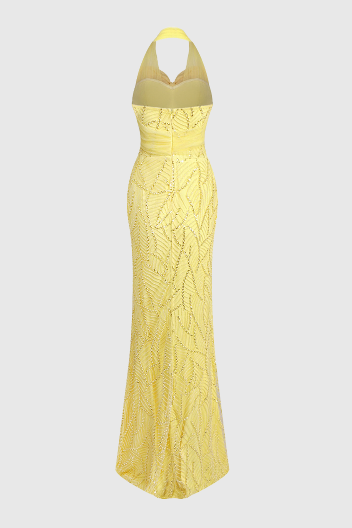 Juni Halter Bowknot Bead Embellished Maxi Dress
