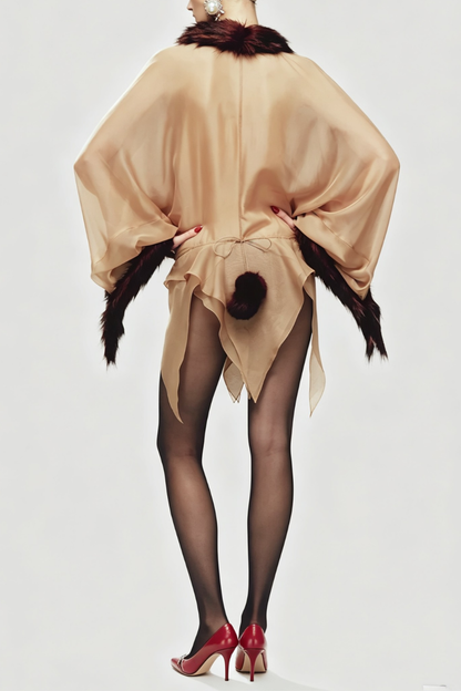 Junia Asymmetric Faux Fur Mini Dress