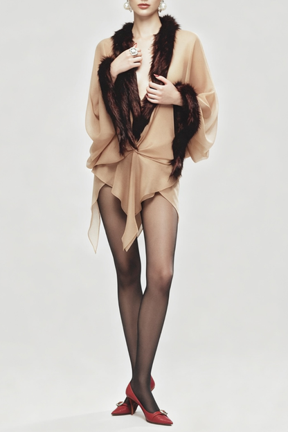 Junia Asymmetric Faux Fur Mini Dress