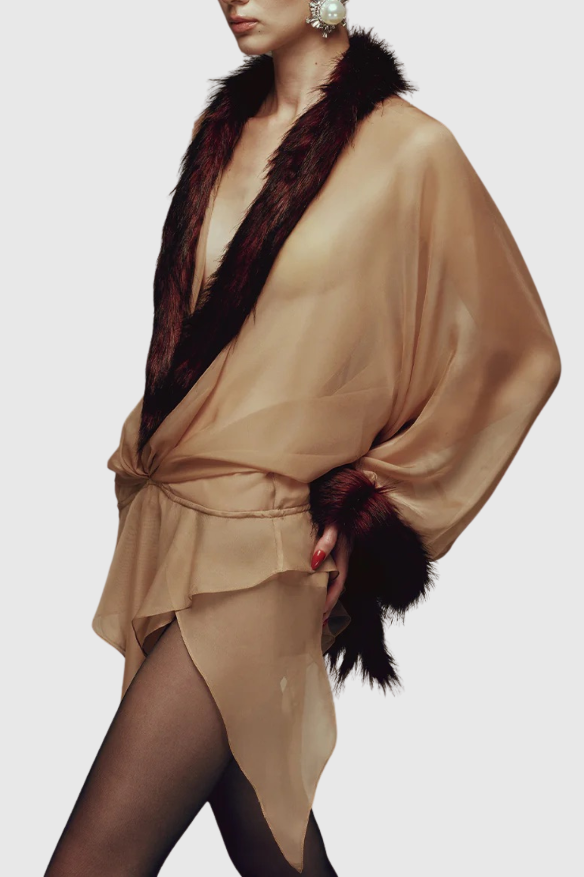 Junia Asymmetric Faux Fur Mini Dress