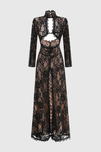 Juselius Lace Cutout Maxi Dress - Black