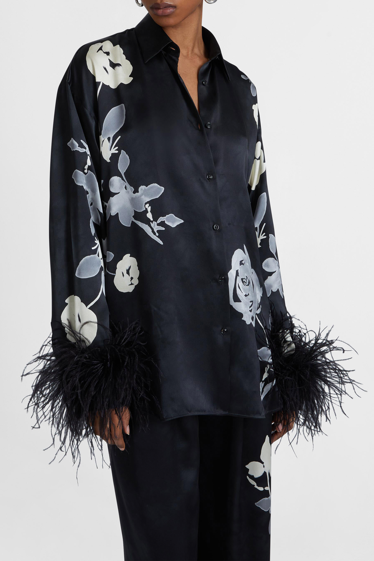 Kaces Floral Feather Silk Blouse