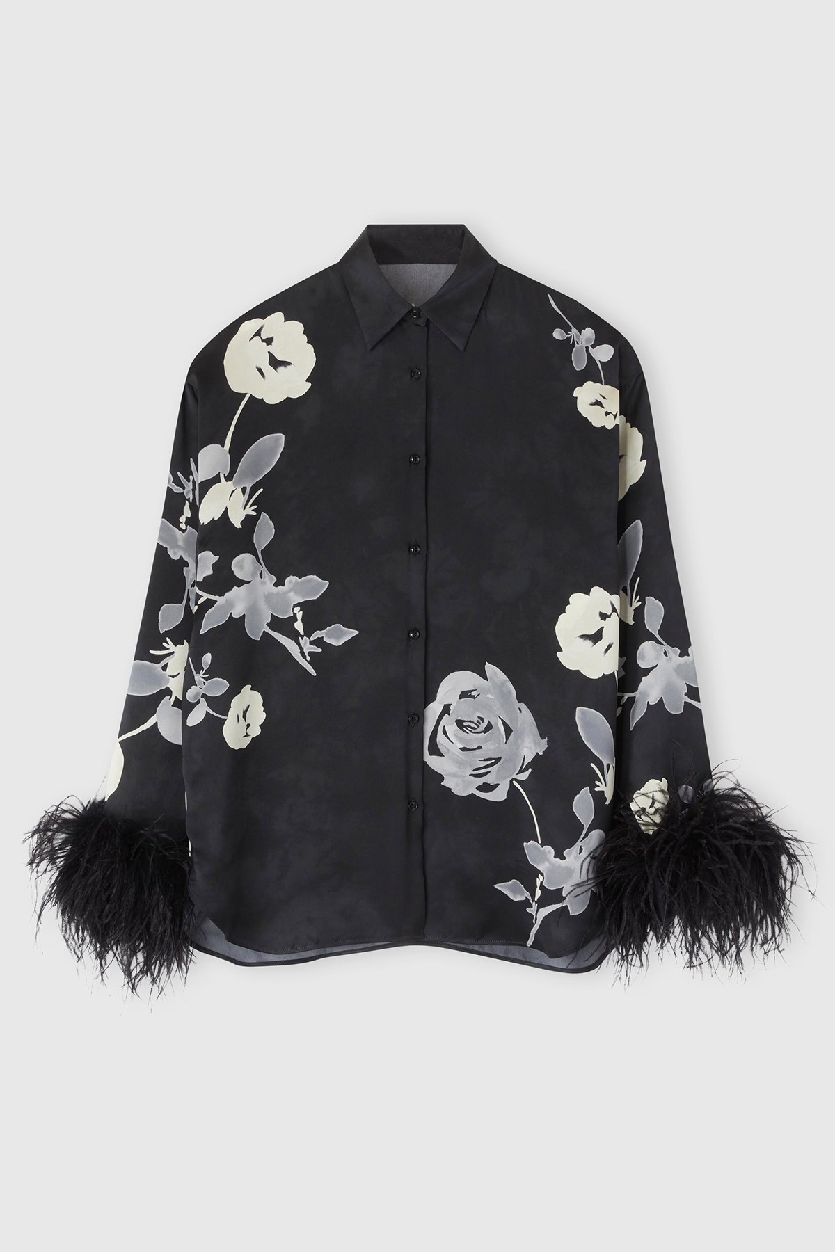 Kaces Floral Feather Silk Blouse
