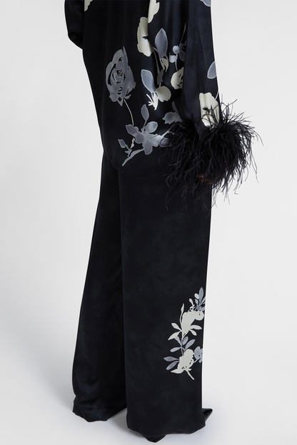 Kaces Floral Feather Silk Blouse
