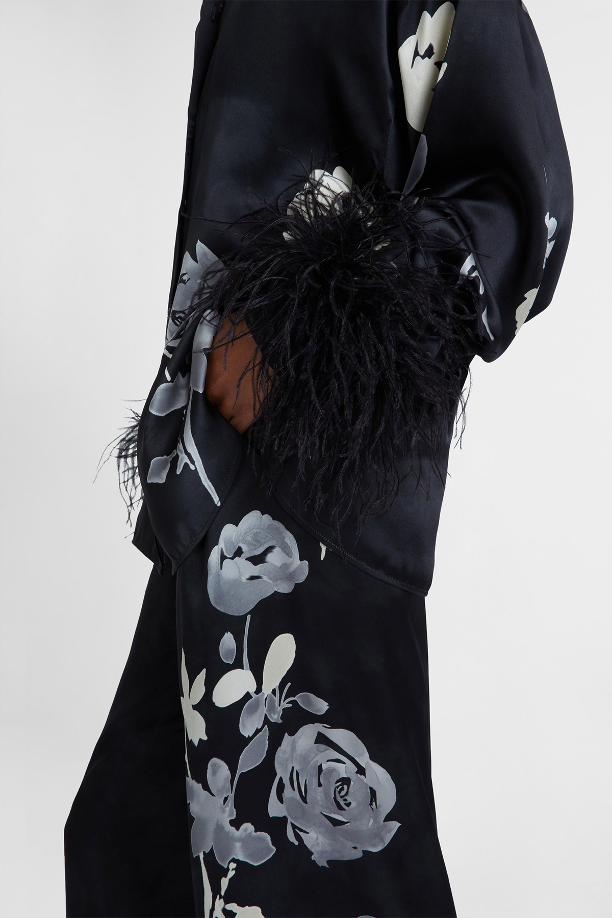 Kaces Floral Feather Silk Blouse