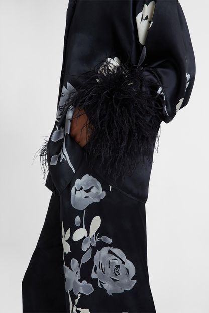 Kaces Floral Feather Silk Blouse