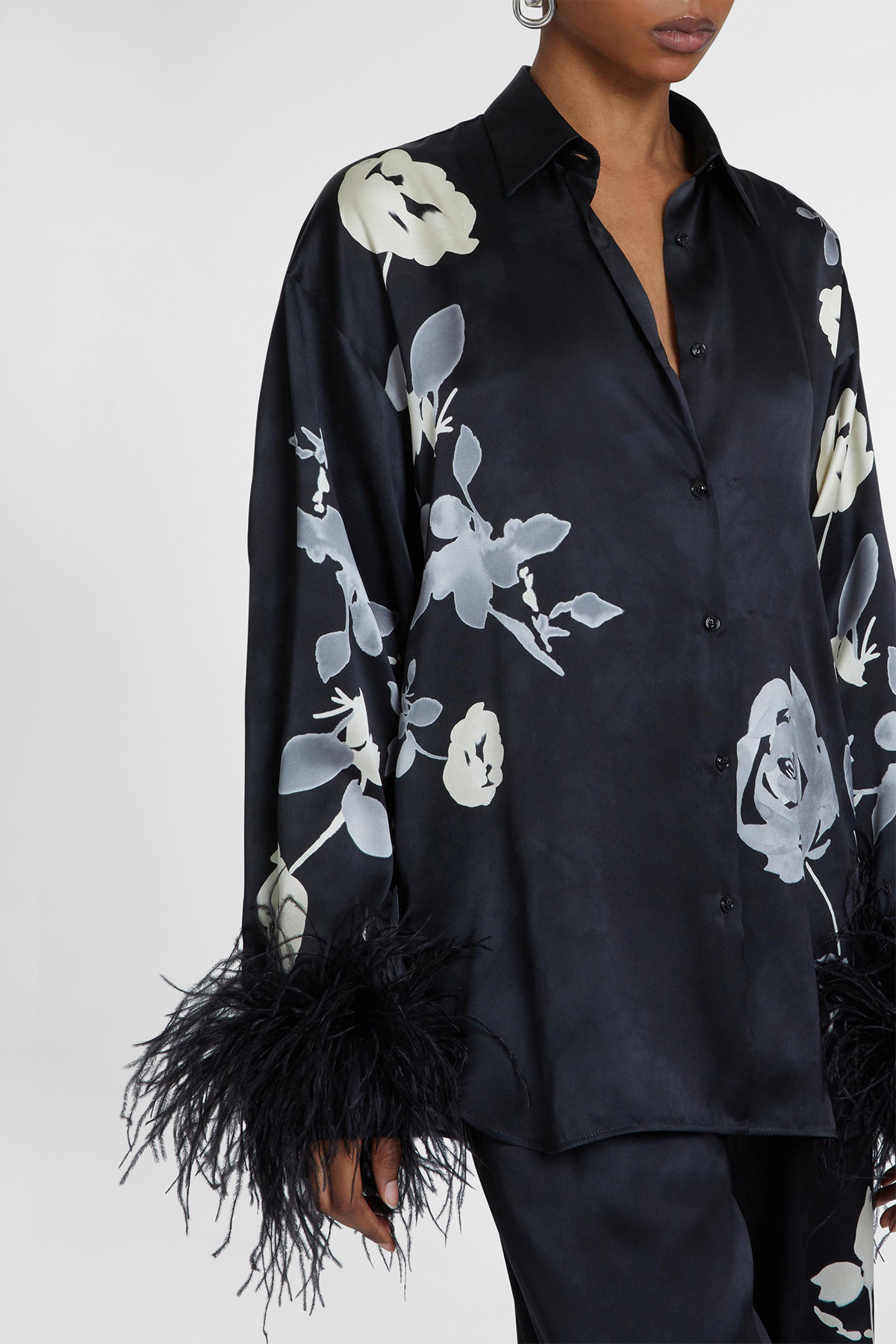 Kaces Floral Feather Silk Blouse