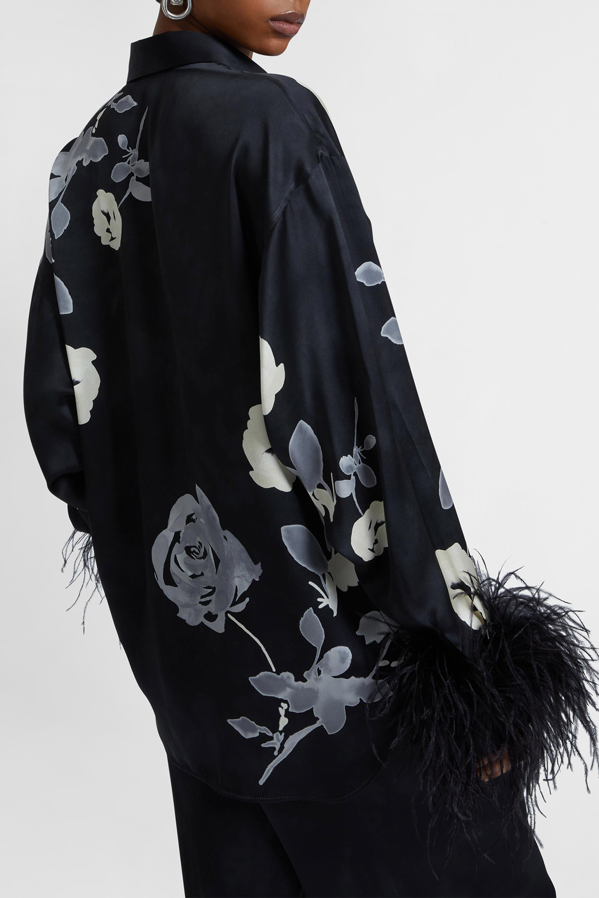 Kaces Floral Feather Silk Blouse