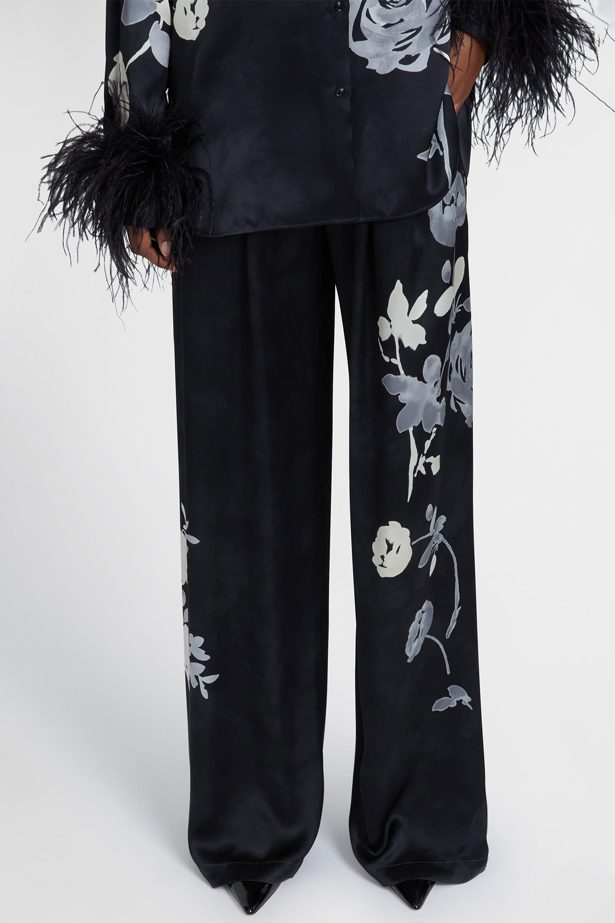 Kaces Floral Feather Silk Blouse