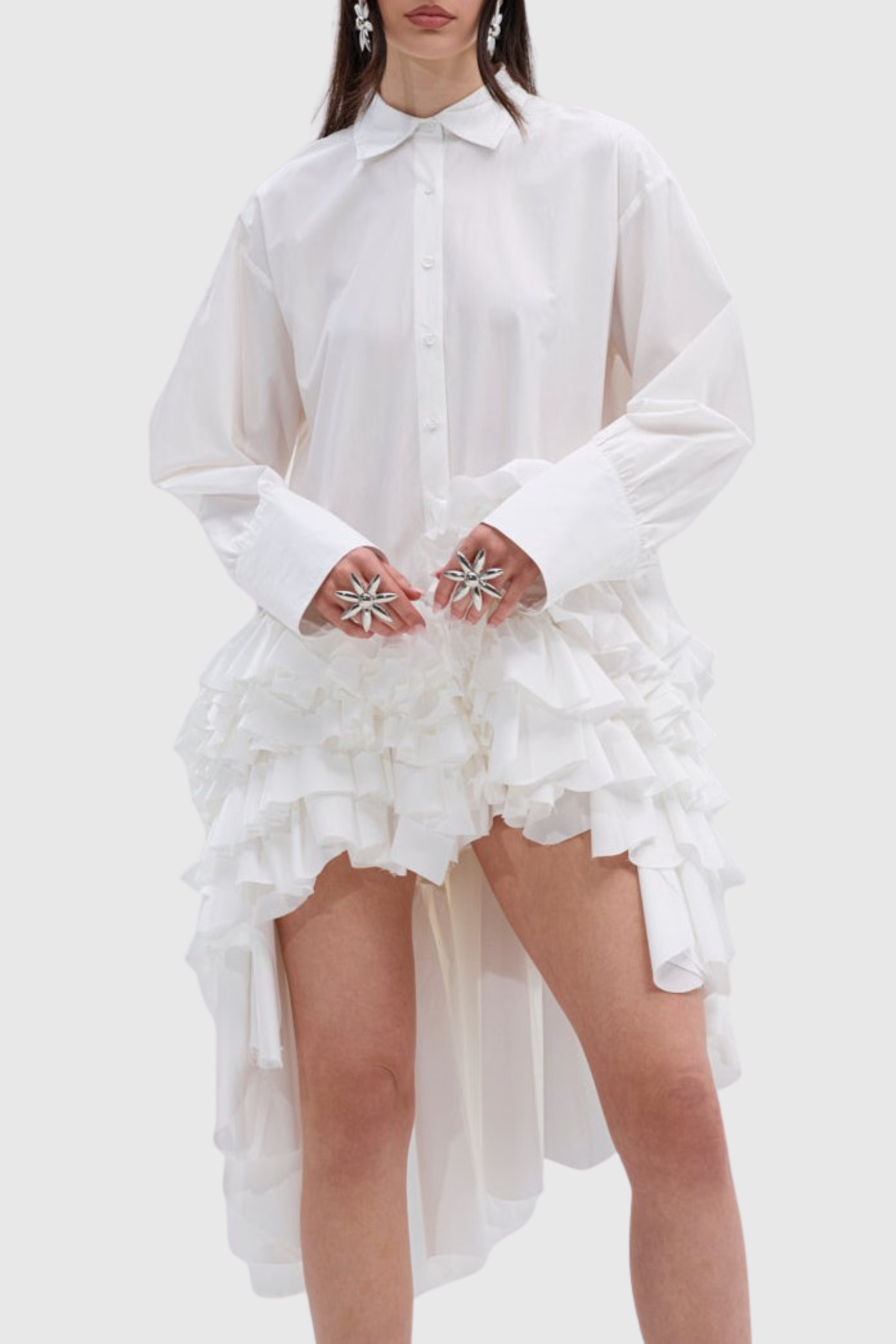 Kaika Ruffle Mini Shirt Dress