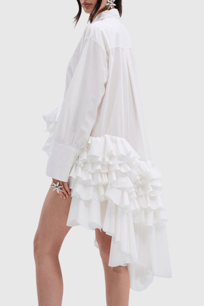 Kaika Ruffle Mini Shirt Dress