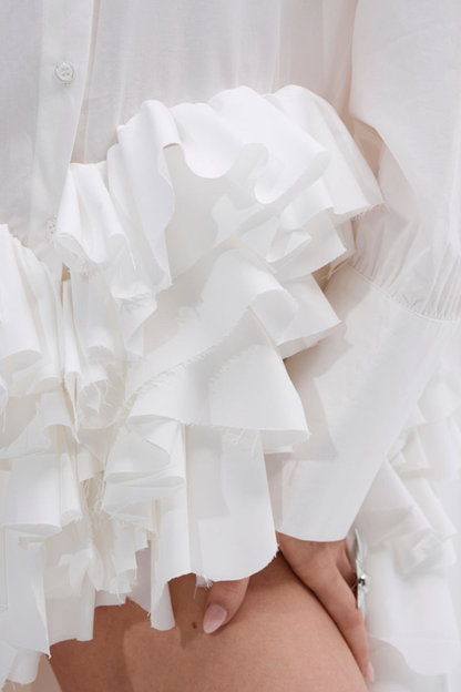 Kaika Ruffle Mini Shirt Dress