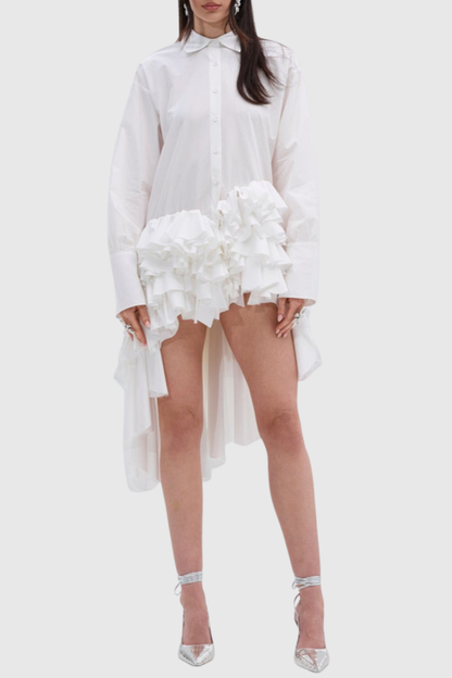 Kaika Ruffle Mini Shirt Dress