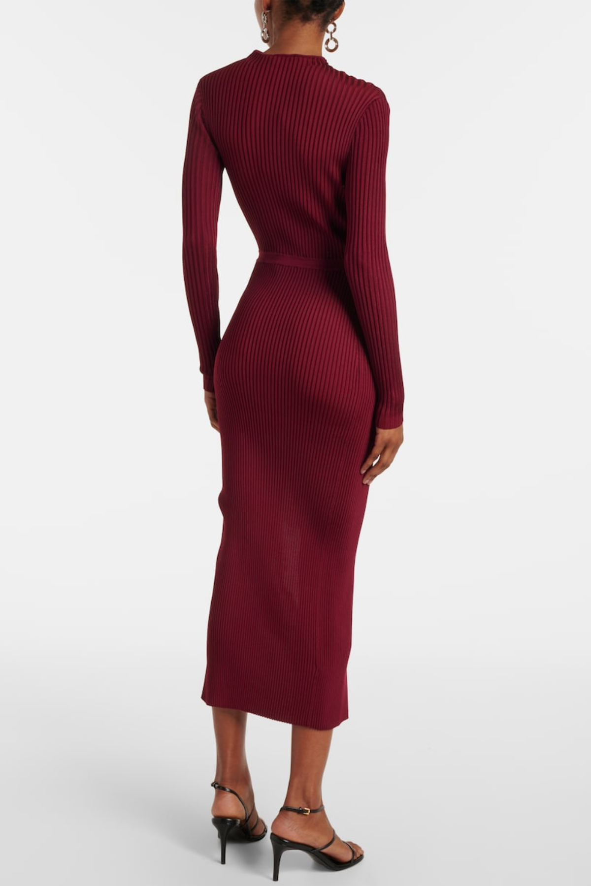 Kaisoy Cutout Ribbed Knit Midi Dress - Wine