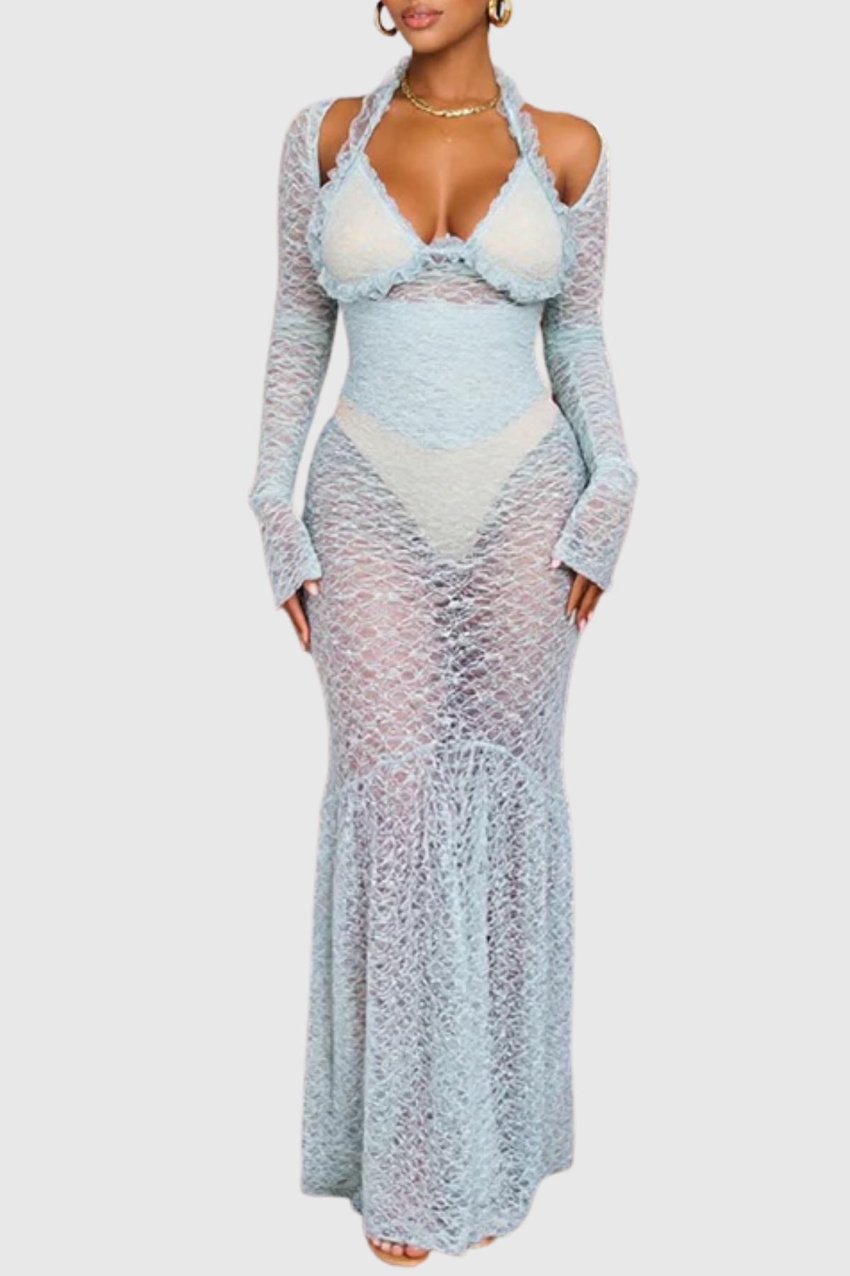 Kalilah Lace Halter Maxi Dress