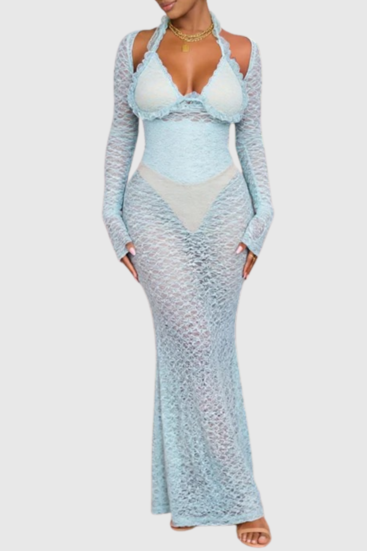 Kalilah Lace Halter Maxi Dress