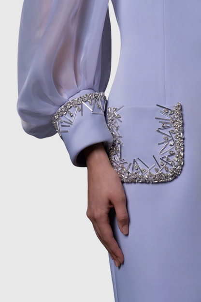 Kalina Crystal Puff Sleeve Maxi Dress
