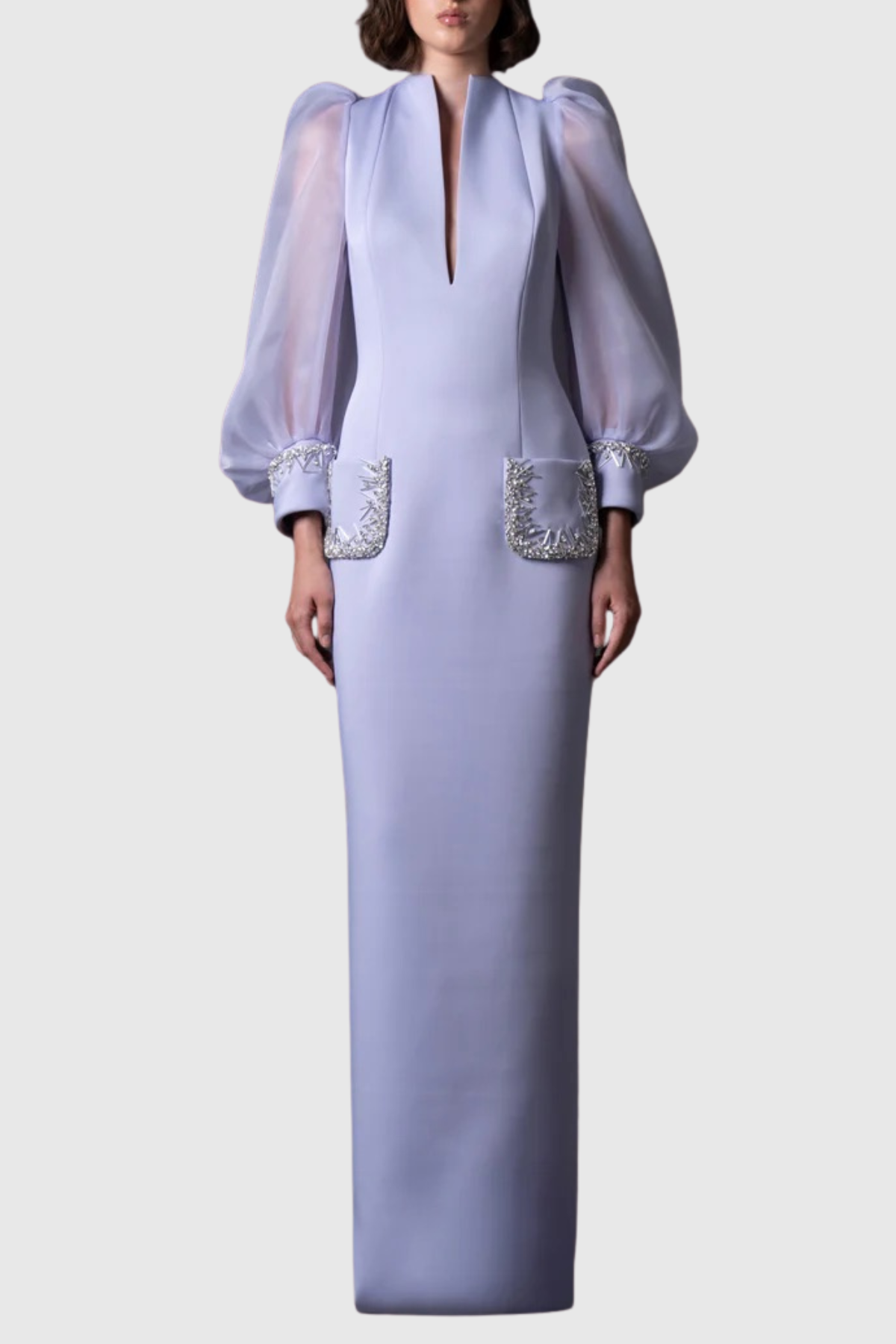 Kalina Crystal Puff Sleeve Maxi Dress