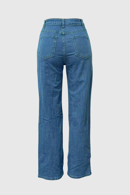 Kalliopa Floral Pearl Cutout Jeans - Blue