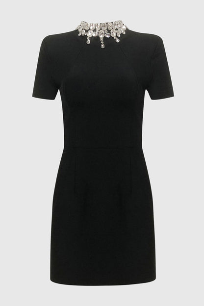 Karpo Crystal Embellished Mini Bandage Dress - Black