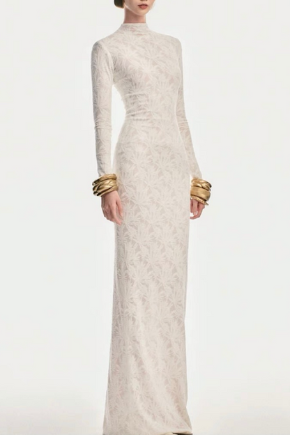 Karta Leaf Jacquard Knit Maxi Dress