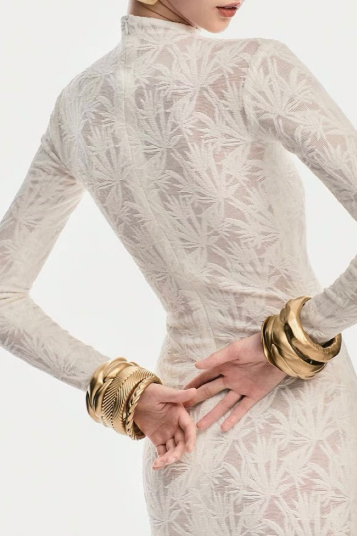 Karta Leaf Jacquard Knit Maxi Dress