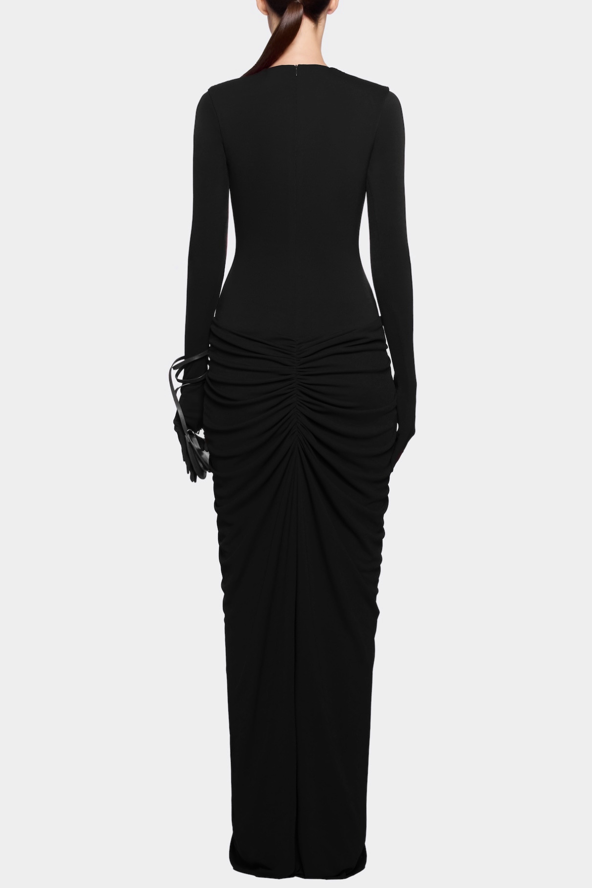 Kasha Metal Embellished Draped Maxi Dress - Black
