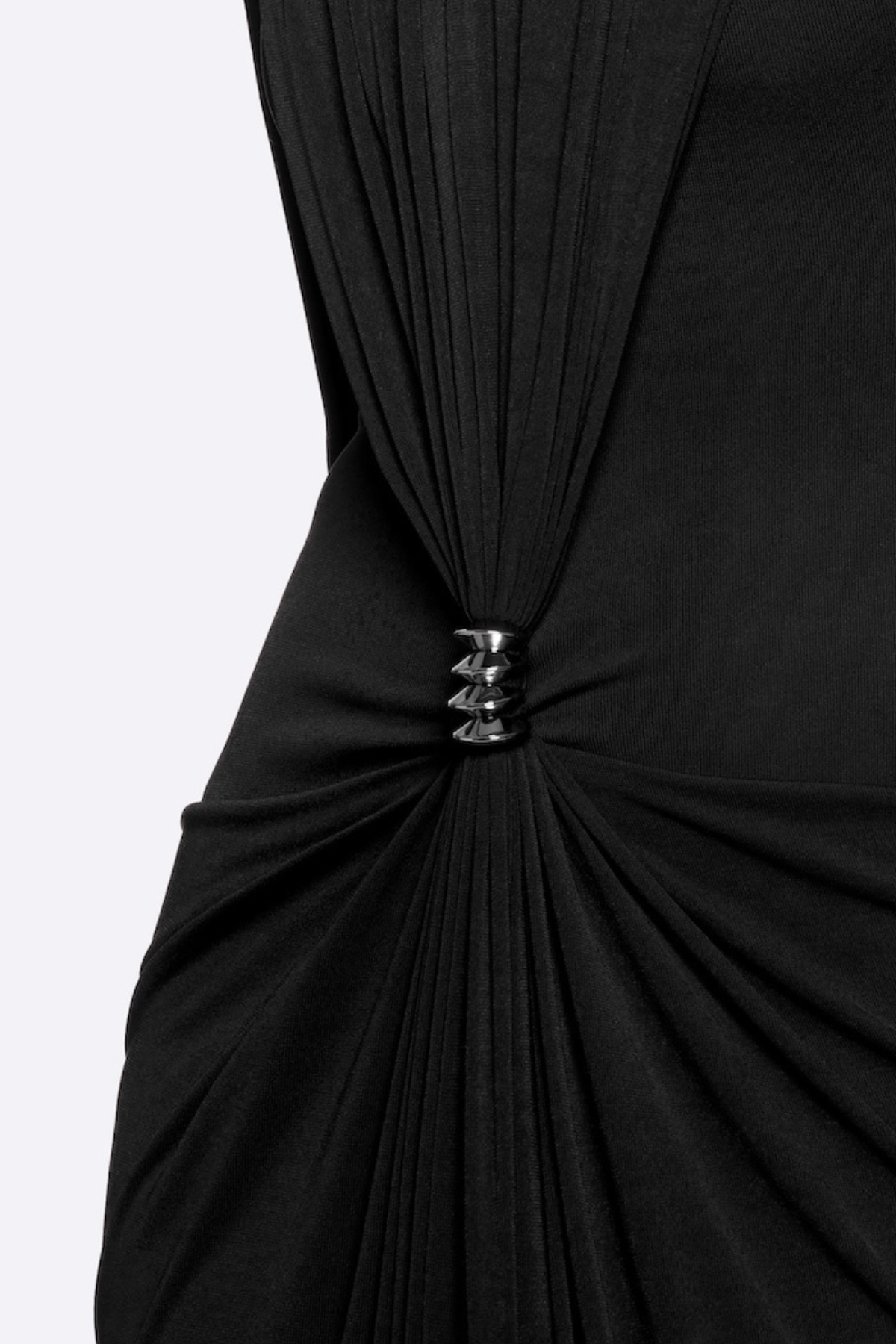 Kasha Metal Embellished Draped Maxi Dress - Black
