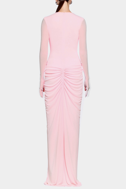 Kasha Metal Embellished Draped Maxi Dress - Pink