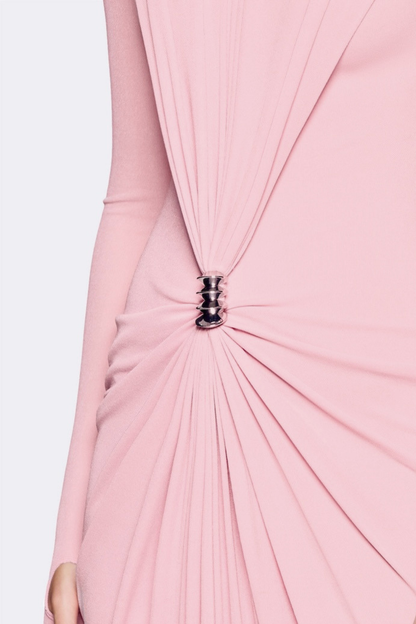 Kasha Metal Embellished Draped Maxi Dress - Pink