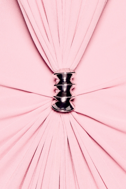 Kasha Metal Embellished Draped Maxi Dress - Pink