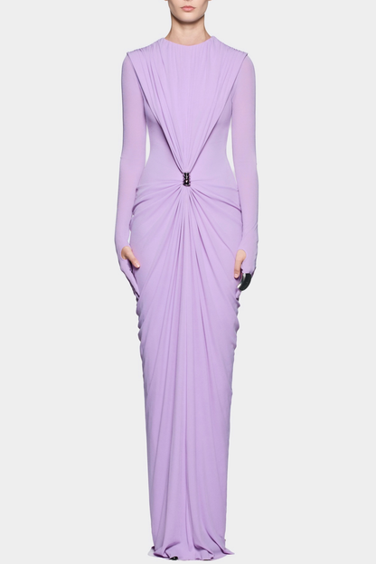 Kasha Metal Embellished Draped Maxi Dress - Purple