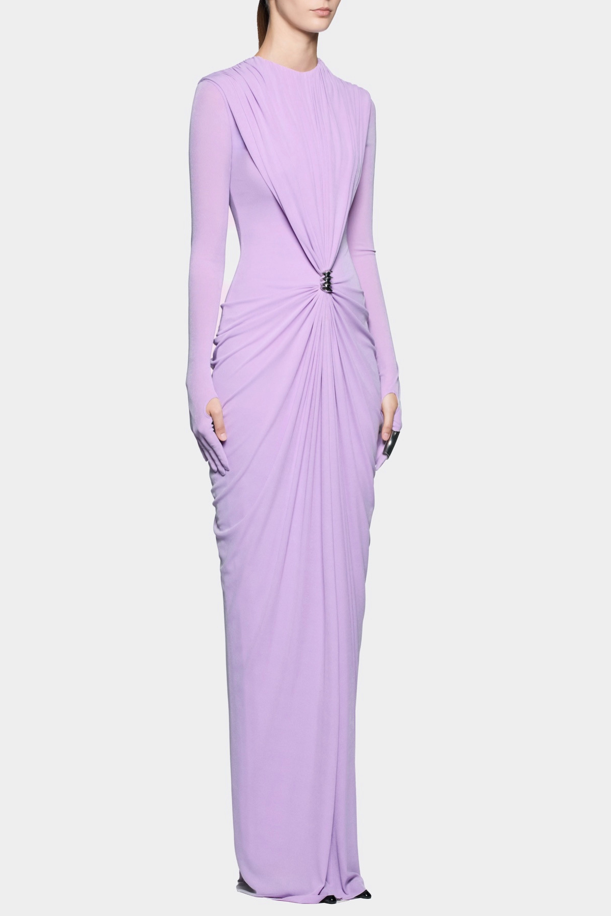 Kasha Metal Embellished Draped Maxi Dress - Purple