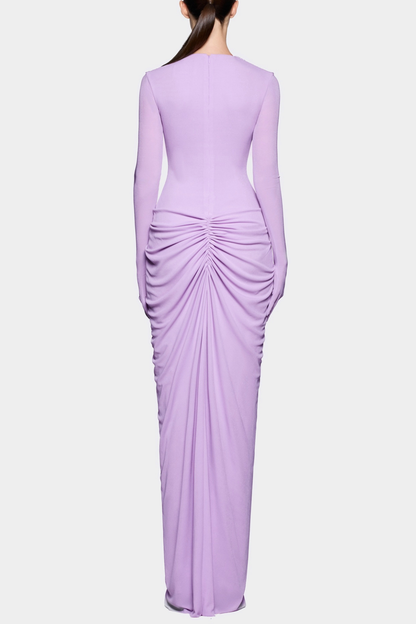 Kasha Metal Embellished Draped Maxi Dress - Purple