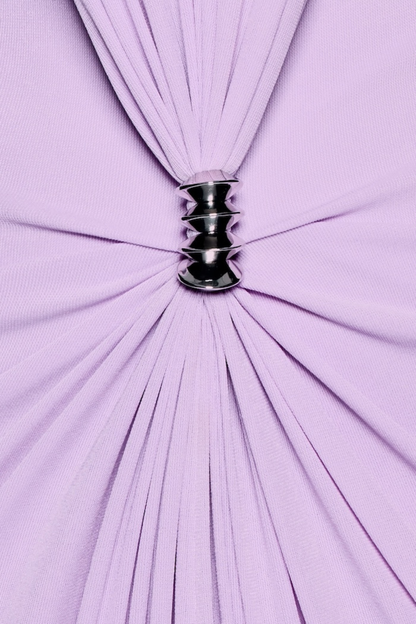 Kasha Metal Embellished Draped Maxi Dress - Purple