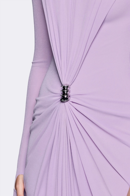 Kasha Metal Embellished Draped Maxi Dress - Purple