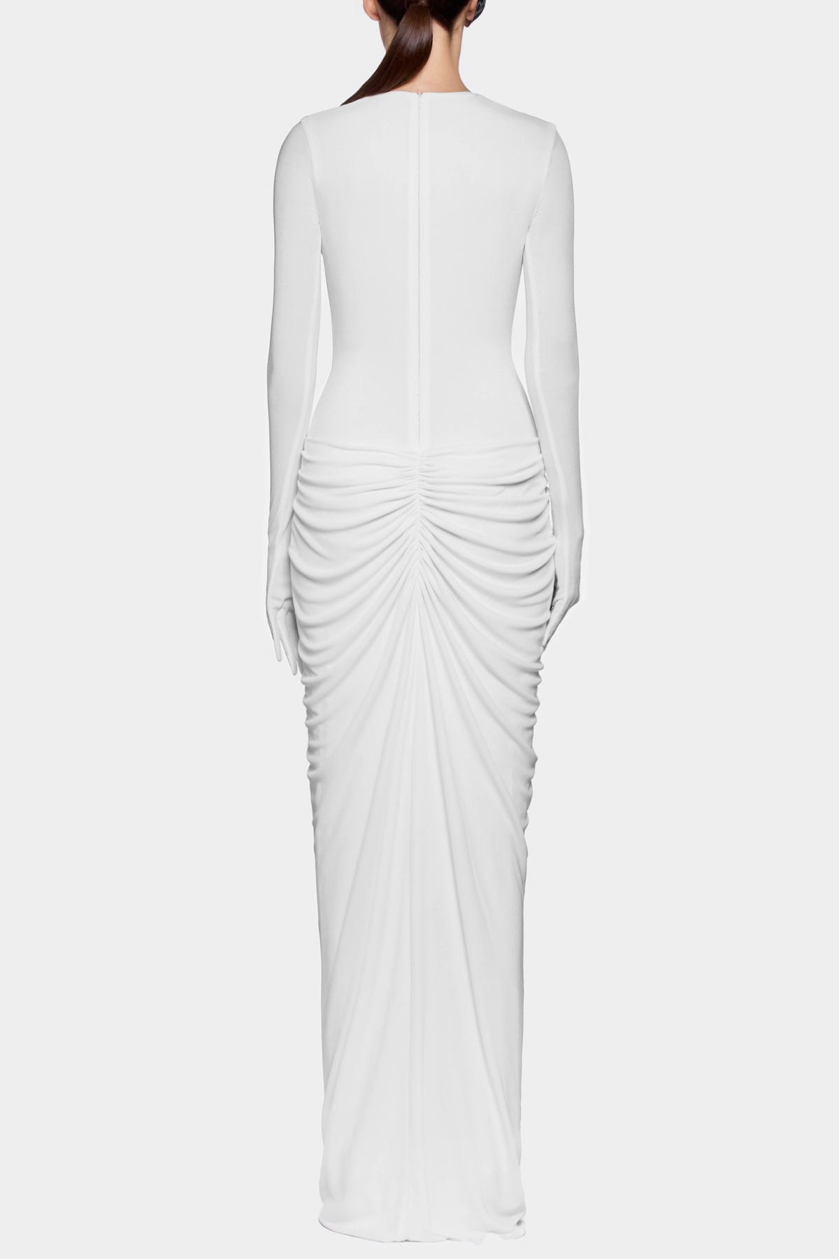 Kasha Metal Embellished Draped Maxi Dress - White