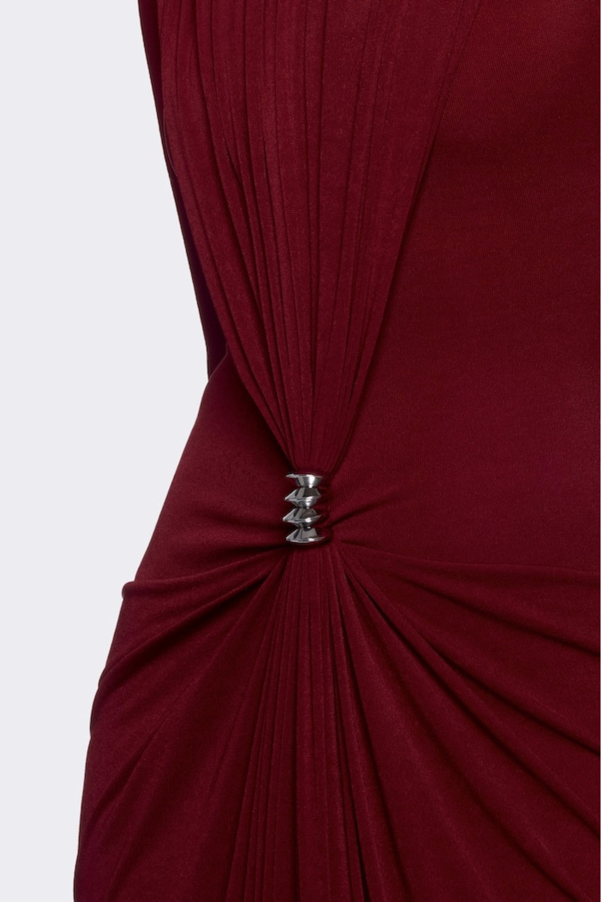 Kasha Metal Embellished Draped Maxi Dress - Wine