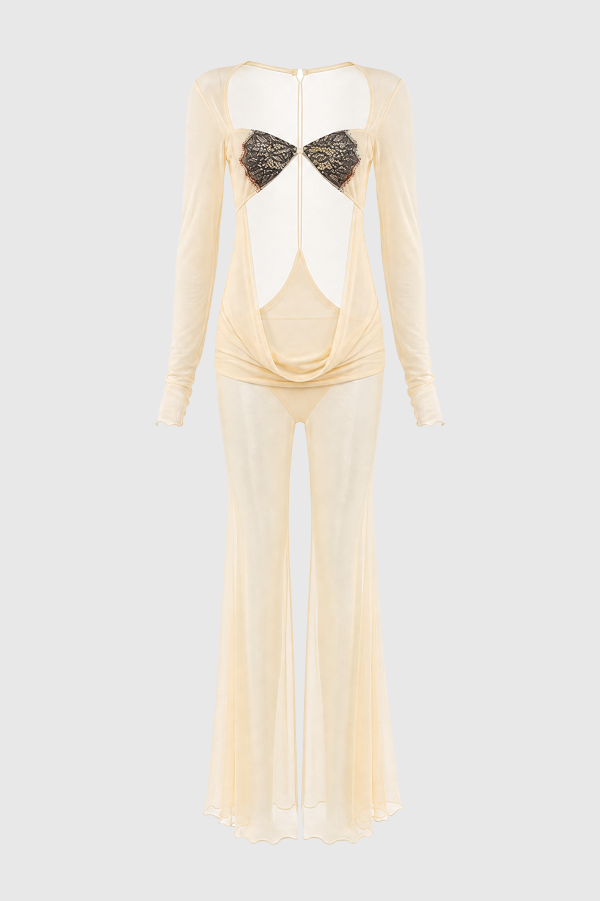 Kataria Cutout Semi-Sheer Draped Maxi Dress