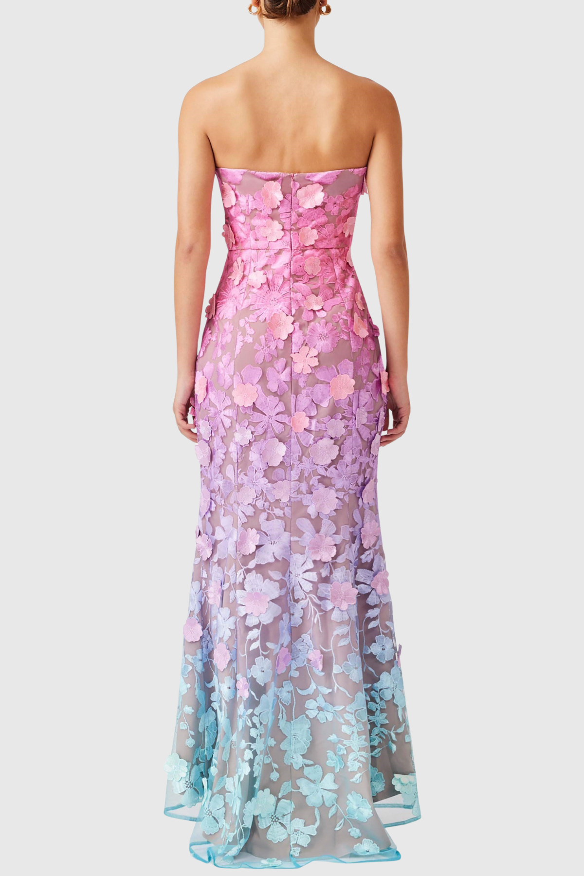 Katelyn Floral Embroidered Strapless Maxi Dress