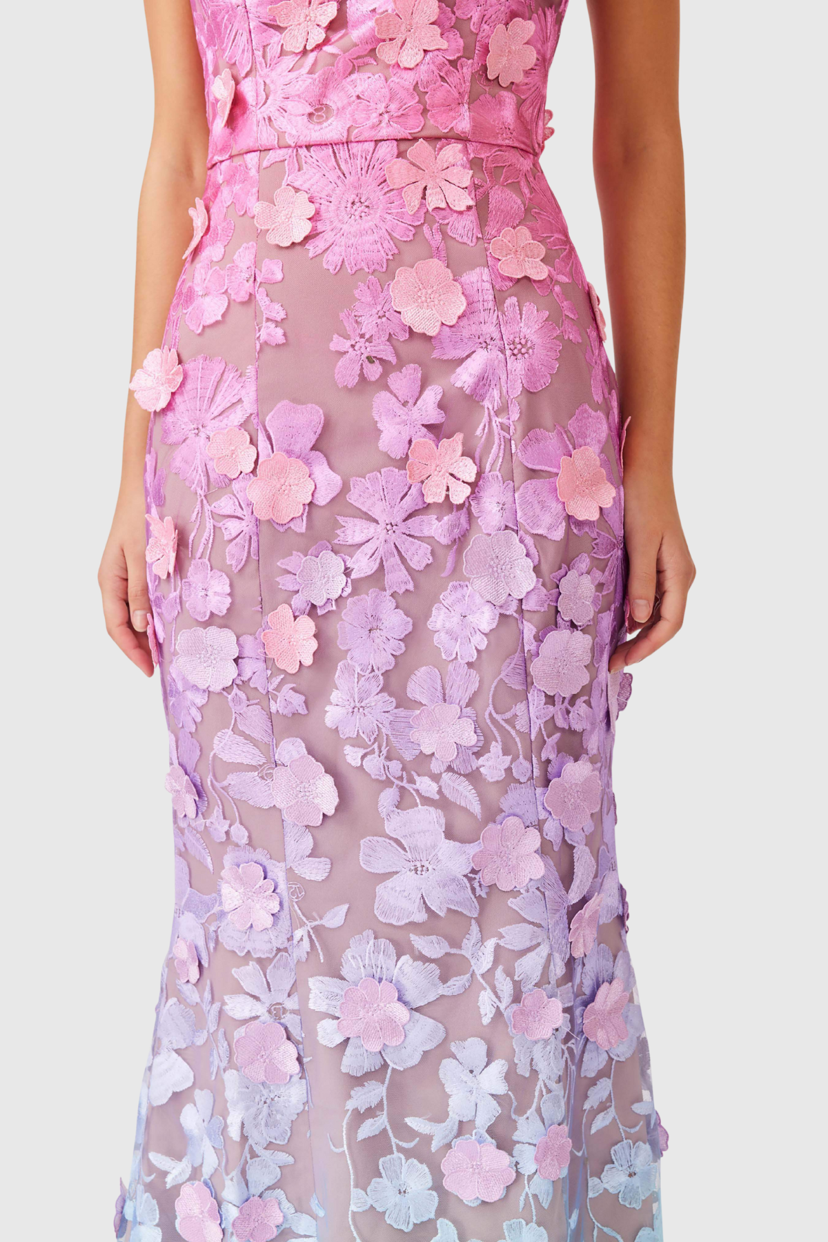 Katelyn Floral Embroidered Strapless Maxi Dress