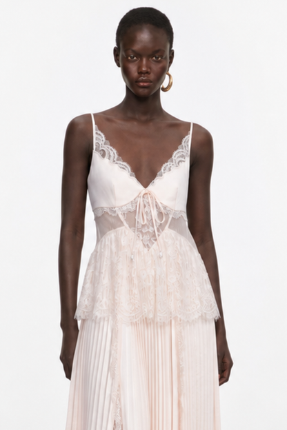 Katniss Lace Pleated Midi Dress