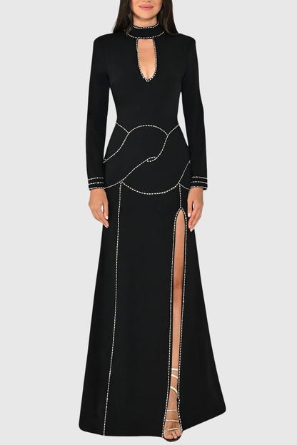 Katya Crystal Cutout Split Maxi Dress