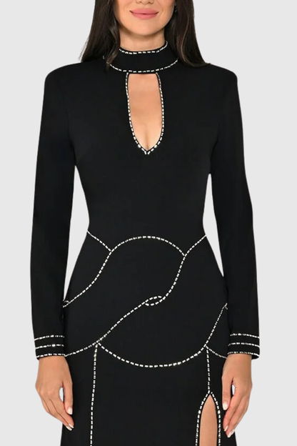 Katya Crystal Cutout Split Maxi Dress