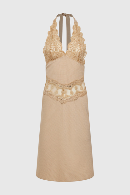 Katyta Halter Lace Midi Dress - Beige
