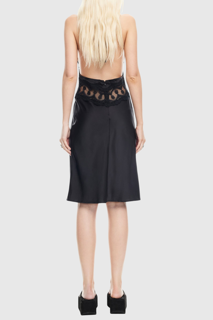 Katyta Halter Lace Midi Dress - Black